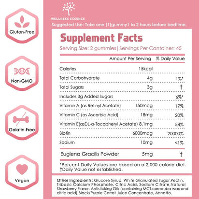 Revitalize Your Beauty with Women’s Biotin 6000mcg Gummies - Boost Hair Growth, Achieve Glowing Skin, Delicious Strawberry Flavor, 90 Count