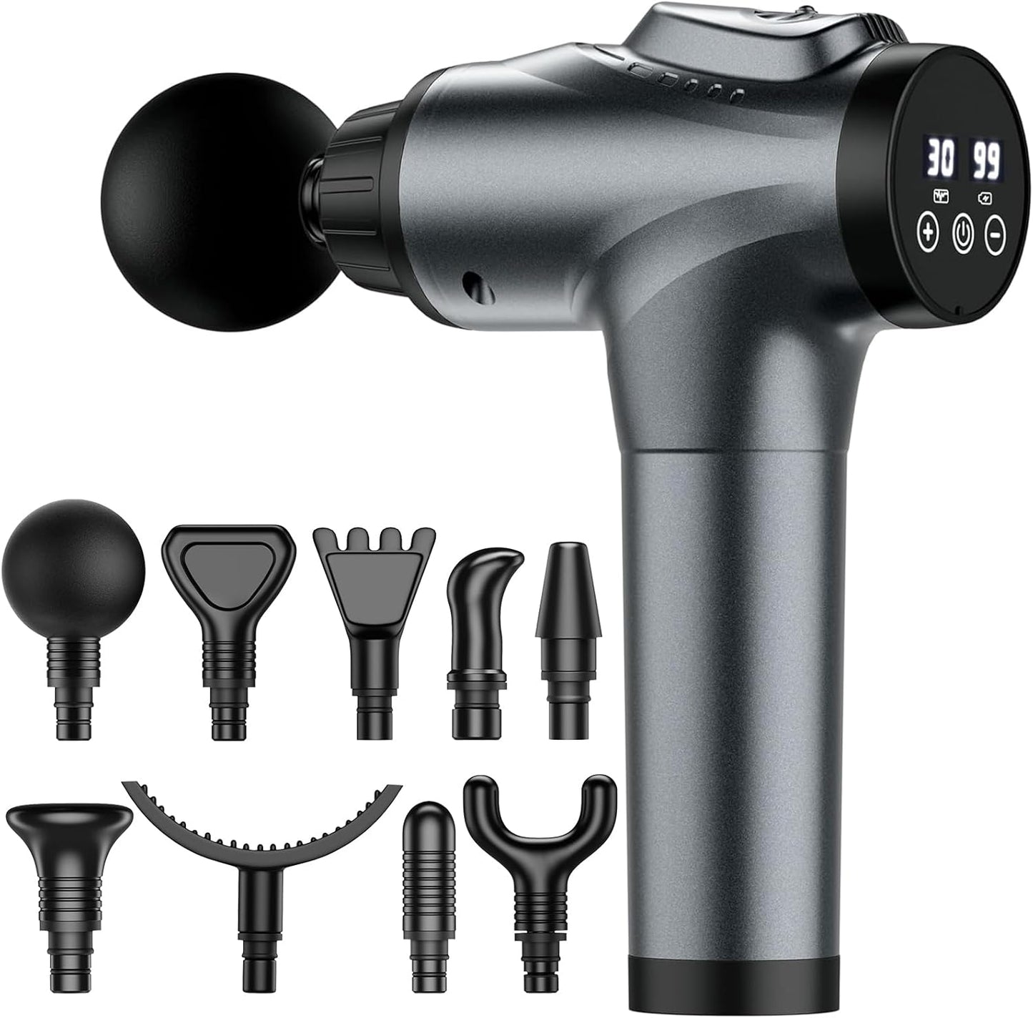 Ultimate Muscle Massage Gun for Athletes - Handheld Electric Deep Tissue Back Massager with 30 Speed Levels and 9 Interchangeable Heads for Pain Relief