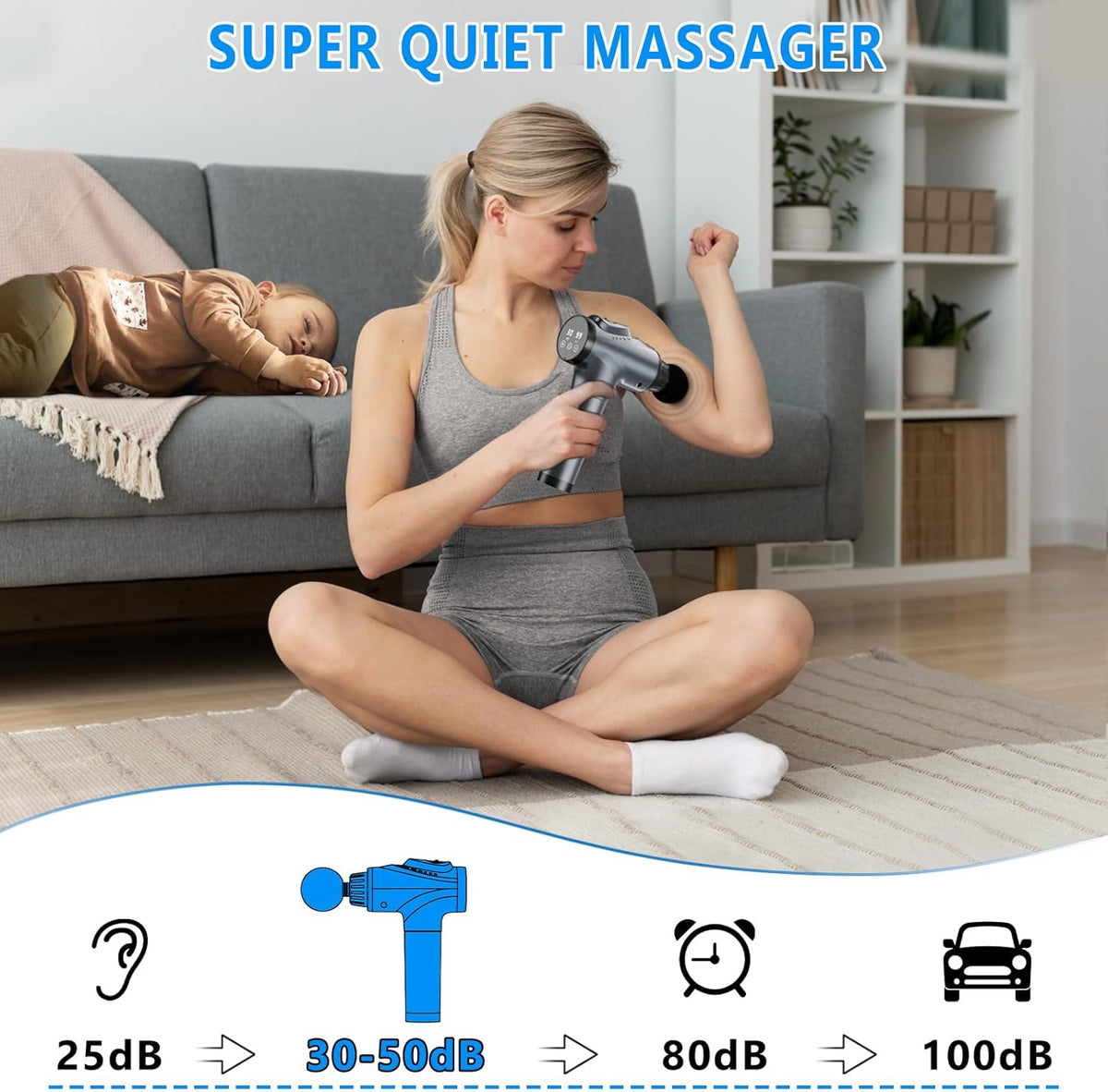 Ultimate Muscle Massage Gun for Athletes - Handheld Electric Deep Tissue Back Massager with 30 Speed Levels and 9 Interchangeable Heads for Pain Relief