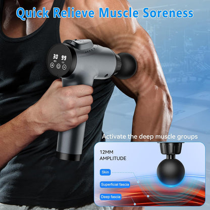 Ultimate Muscle Massage Gun for Athletes - Handheld Electric Deep Tissue Back Massager with 30 Speed Levels and 9 Interchangeable Heads for Pain Relief