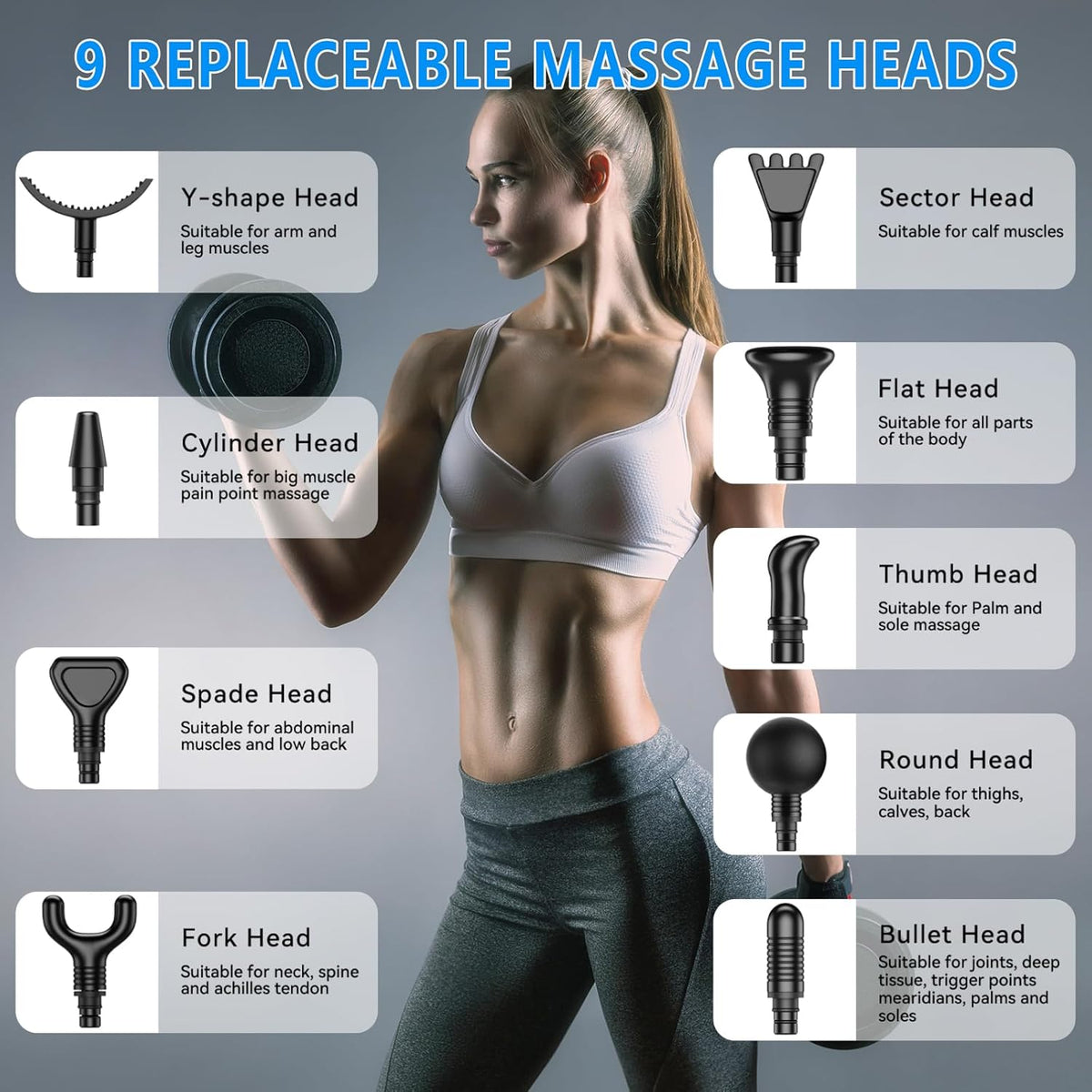 Ultimate Muscle Massage Gun for Athletes - Handheld Electric Deep Tissue Back Massager with 30 Speed Levels and 9 Interchangeable Heads for Pain Relief