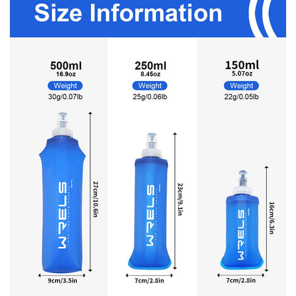 Camping Soft Water Bottle Drinking Sport Folding Bag Flask Outdoor Running Hydration Pack Waist Bicycle BPA Free