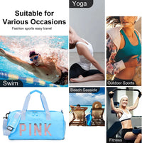 Gym Bag Sports Travel Duffel Bags for Women Weekender Overnight Tote Carry on Bag with Shoes Compartment Blue